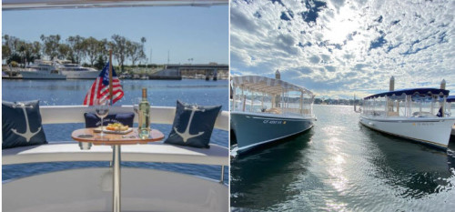 Duffy Boat, Wine & Charcuterie Board in Newport Beach Harbour